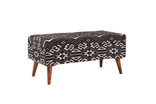 Cababi Upholstered Storage Bench Black and White