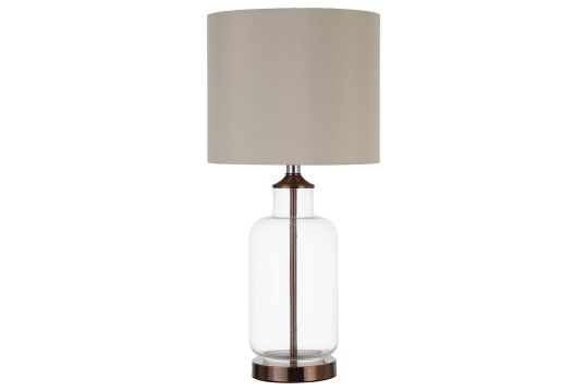 Aisha Drum Shade Table Lamp Creamy Beige and Clear