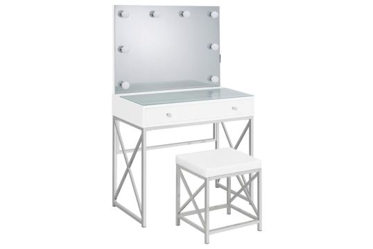 Eliza 2-piece Vanity Set with Hollywood Lighting White and Chrome