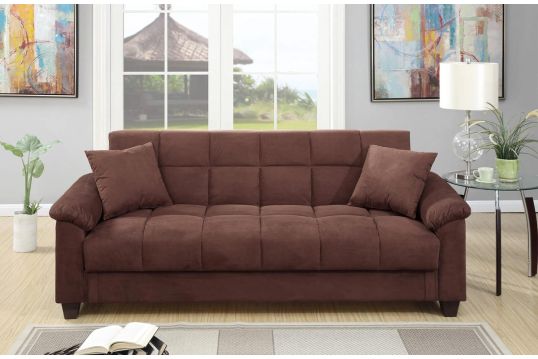 Ebony Adjustable Sofa Bed with Storage Chocolate