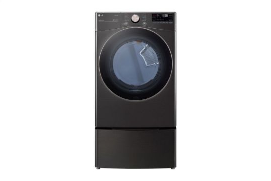 LG 7.4 cu. ft. Ultra Large Capacity Smart wi-fi Enabled Front Load Gas Dryer with TurboSteam™ and Built-In Intelligence - Black Steel - 1